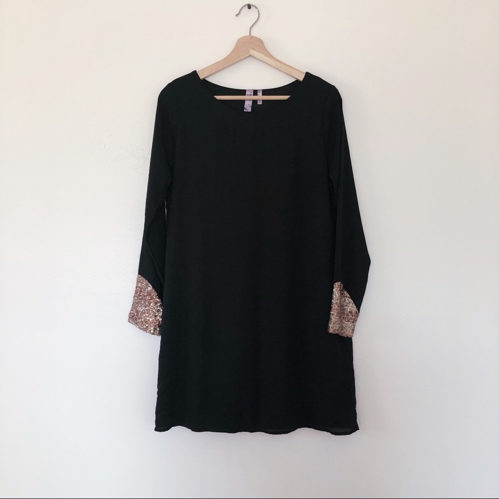 Francesca’s A line mini dress with sequin sleeves